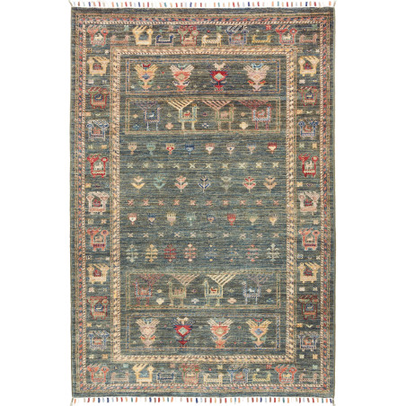 Tappeto Rubin Pakistan Geometrico Verde Petrolio Terracotta
