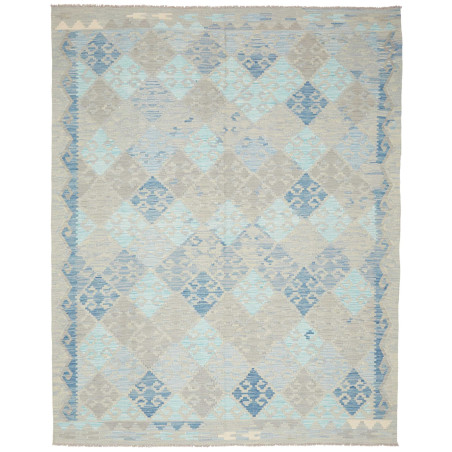 Tappeto Kilim Afghanistan Geometrico Grigio Beige Azzurro Bl