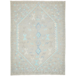 Tappeto Kilim Afghanistan Astratto Grigio Beige Azzurro Blu
