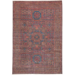 Tappeto Mamlouk Pakistan Geometrico Terracotta Blu Turchese