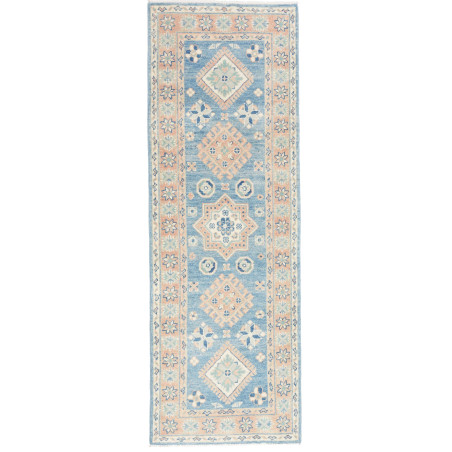 Tappeto Kazak Afghanistan Astratto Blu Denim Pesca Tenue Cre