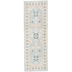 Tappeto Kazak Afghanistan Geometrico Azzurro Celeste Crema B