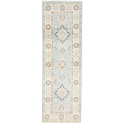 Tappeto Kazak Afghanistan Medaglione Azzurro Chiaro Avorio R