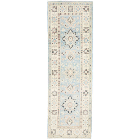 Tappeto Kazak Afghanistan Medaglione Azzurro Chiaro Avorio R