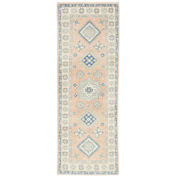 Tappeto Kazak Afghanistan Medaglione Pesca Chiaro Blu Scuro
