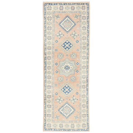 Tappeto Kazak Afghanistan Medaglione Pesca Chiaro Blu Scuro
