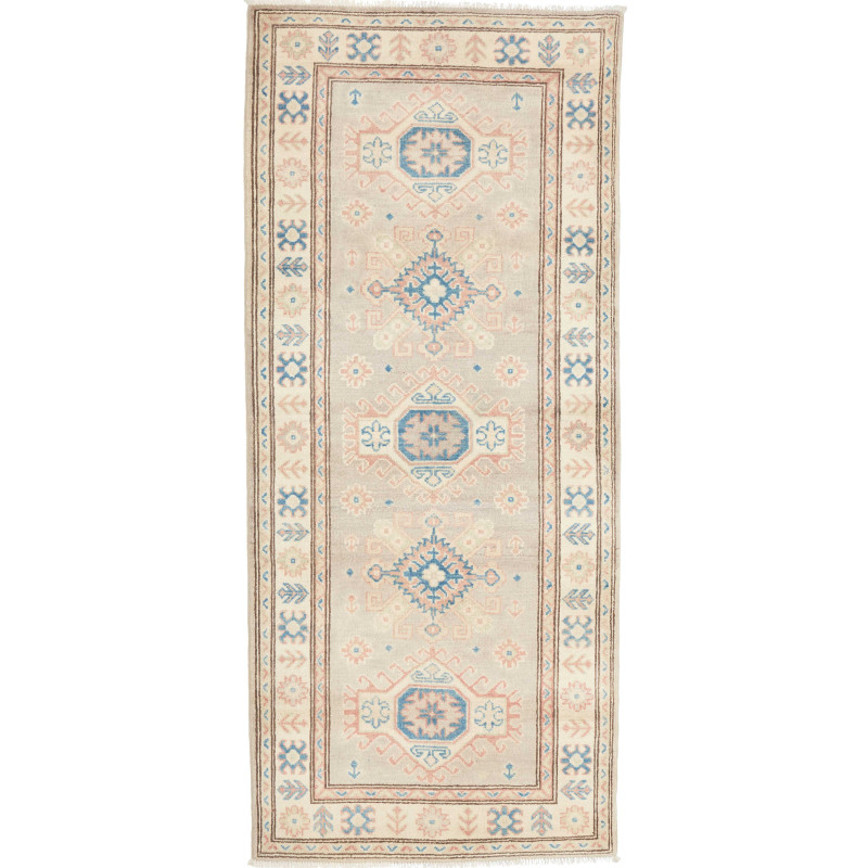 Tappeto Kazak Afghanistan Floreale Grigio Chiaro Beige Crema