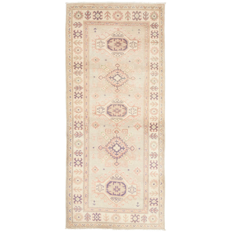 Tappeto Kazak Afghanistan Floreale Grigio Beige Chiaro Rosa