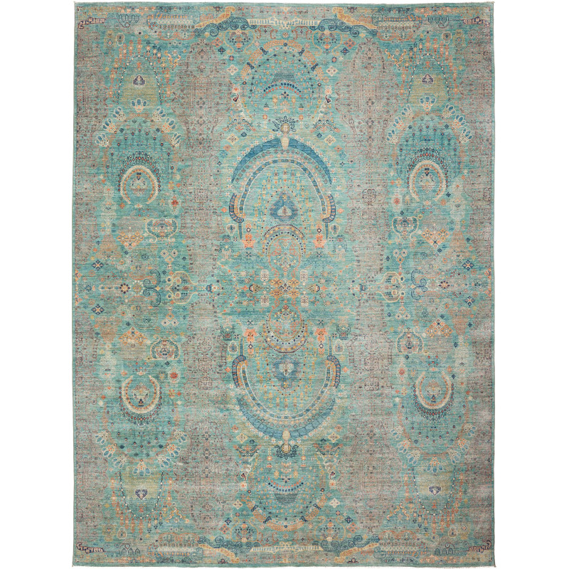 Tappeto Shahi Fine Pakistan Geometrico Acquamarina Grigio Ar