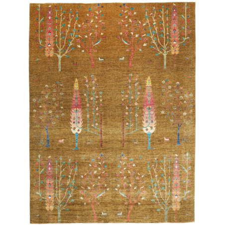Tappeto Shahi Pakistan Floreale Marrone Ocra Rosa Fucsia Azz
