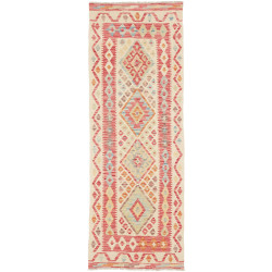 Tappeto Kilim Afghanistan Geometrico Crema Rosso Corallo Azz