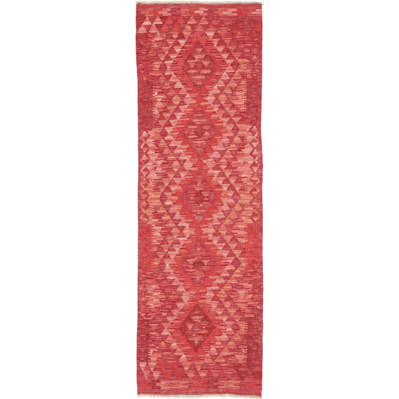 Tappeto Kilim Afghanistan Astratto Rosso Terracotta 60x194 C