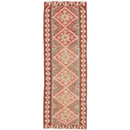 Tappeto Kilim Afghanistan Geometrico Rosso Mattone Beige Ver