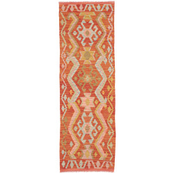 Tappeto Kilim Afghanistan Astratto Arancio Azzurro Rosa Gial