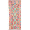 Tappeto Kilim Afghanistan Geometrico Rosa Rosso Azzurro Chia