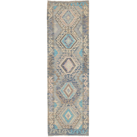 Tappeto Kilim Afghanistan Geometrico Blu Azzurro Beige Marro