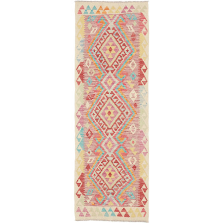 Tappeto Kilim Afghanistan Astratto Rosa Rosso Crema Turchese