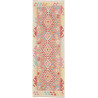 Tappeto Kilim Afghanistan Astratto Rosa Rosso Crema Turchese