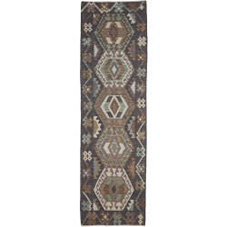 Tappeto Kilim Afghanistan Astratto Grigio Scuro Marrone Terr