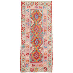 Tappeto Kilim Afghanistan Astratto Rosa Chiaro Azzurro Crema