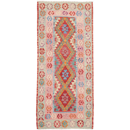 Tappeto Kilim Afghanistan Astratto Rosa Chiaro Azzurro Crema