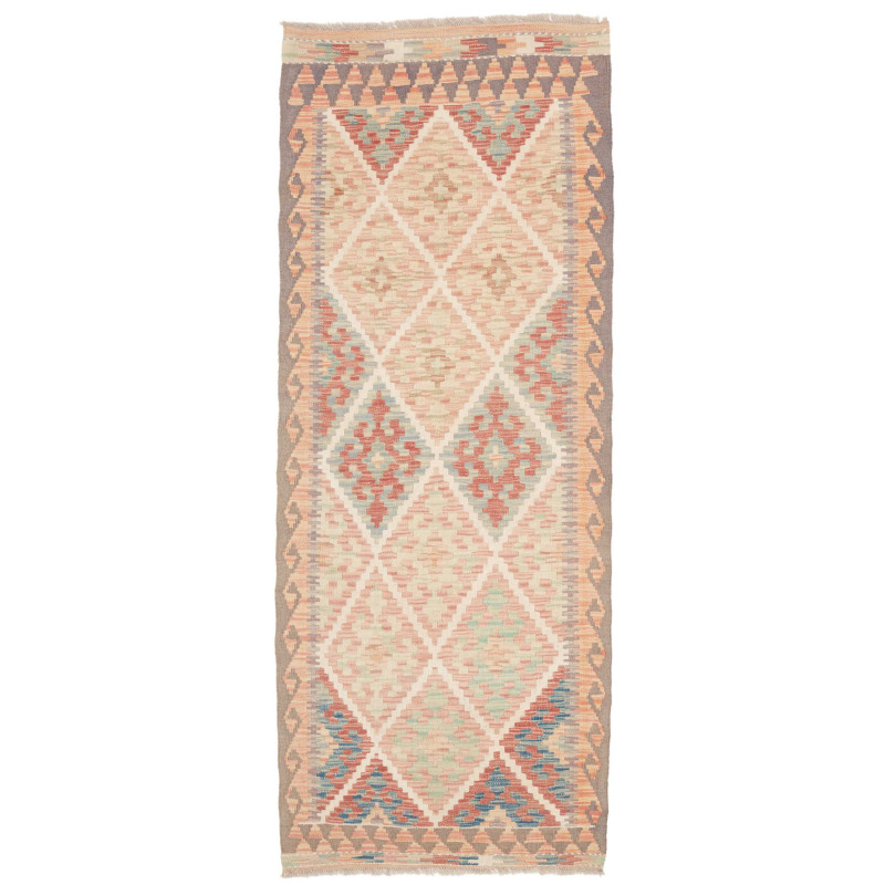 Tappeto Kilim Afghanistan Astratto Rosa Pesca Beige Verde Ac