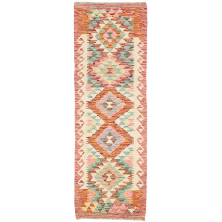 Tappeto Kilim Afghanistan Geometrico Terracotta Crema Azzurr