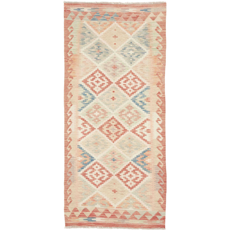 Tappeto Kilim Afghanistan Geometrico Terracotta Crema Blu Ve