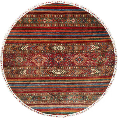 Tappeto Samarkand Pakistan Astratto Rosso Blu Marrone Beige