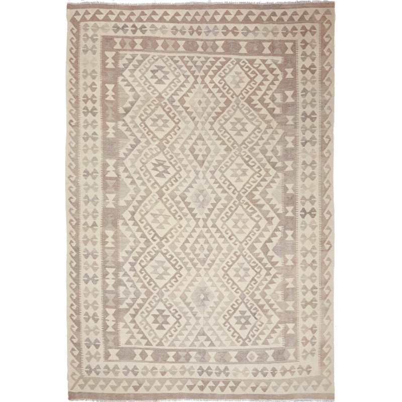 Tappeto Kilim Afghanistan Astratto Beige Sabbia Crema Marron