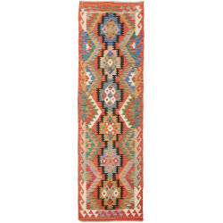 Tappeto Kilim Afghanistan Astratto Rossetto Terracotta Blu Z