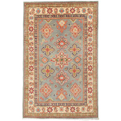 Tappeto Kazak Afghanistan Astratto Blu Verde Crema Rosso Bei