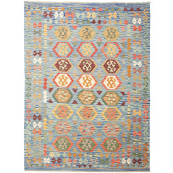 Tappeto Kilim Afghanistan Astratto Blu Azzurro Celeste Aranc