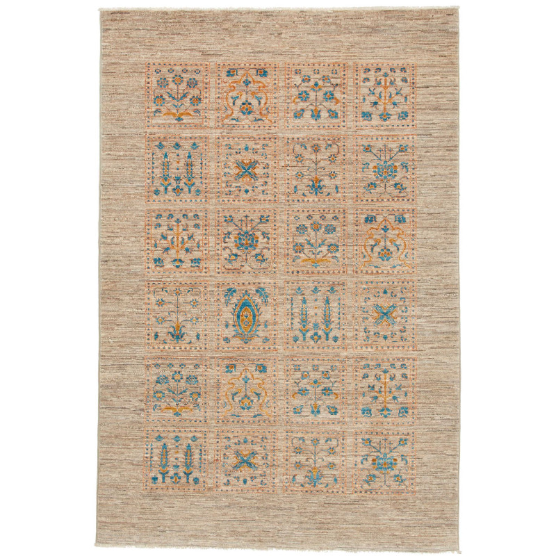 Tappeto Bakhtiyar Pakistan Astratto Beige Blu Turchese Aranc