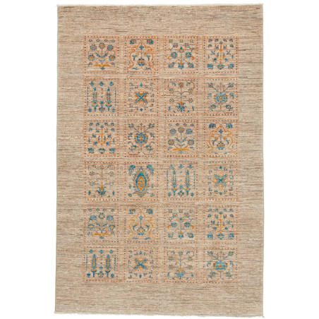 Tappeto Bakhtiyar Pakistan Astratto Beige Blu Turchese Aranc