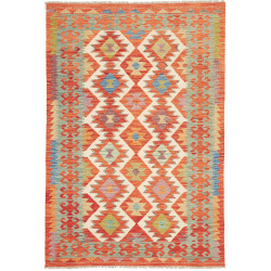Tappeto Kilim Afghanistan Astratto Arancione Rosso Beige Cre