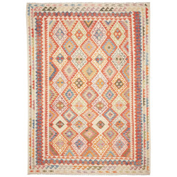 Tappeto Kilim Afghanistan Geometrico Arancio Terracotta Mult