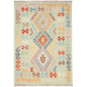 Tappeto Kilim Afghanistan Astratto Verde Acqua Pastello Aran