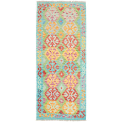 Tappeto Kilim Afghanistan Astratto Turchese Arancio Rosso Gi