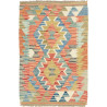 Tappeto Kilim Afghanistan Geometrico Corallo Blu Verde Beige