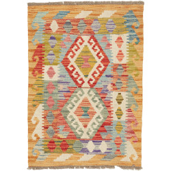 Tappeto Kilim Afghanistan Astratto Arancio Rosso Blu Crema V