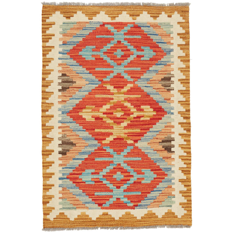 Tappeto Kilim Afghanistan Geometrico Arancione Terracotta Az