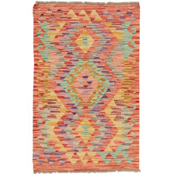 Tappeto Kilim Afghanistan Astratto Pesca Corallo Giallo Viol