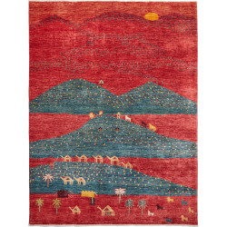 Tappeto Mosaic Pakistan Astratto Rosso Teale Giallo 173x230