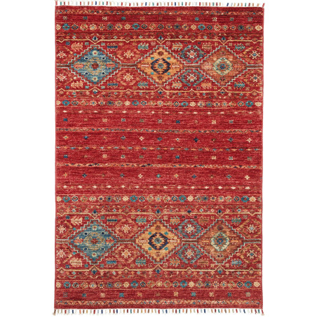 Tappeto Rubin Pakistan Astratto Rosso Blu Oro Beige 99x145 C