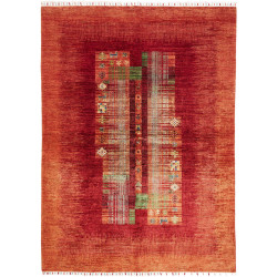 Tappeto Siva Pakistan Astratto Blu Rosso Bordeaux Beige Crem