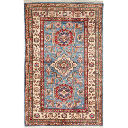Tappeto Kazak Fine Pakistan Floreale Blu Terracotta Rosso Cr