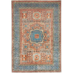 Tappeto Mamlouk Pakistan Geometrico Arancio Terracotta Blu T