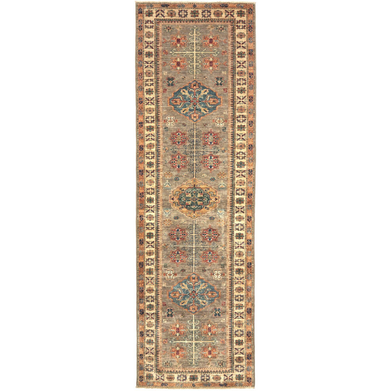 Tappeto Kazak Fine Pakistan Geometrico Grigio Taupe Terracot