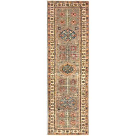 Tappeto Kazak Fine Pakistan Geometrico Grigio Taupe Terracot